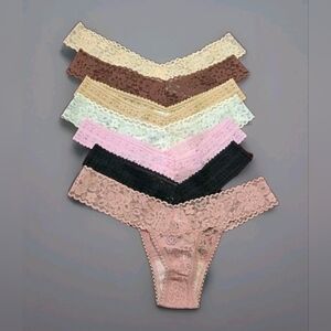 Lot  OF 7 Lace Hanky Panky Thongs One Size
